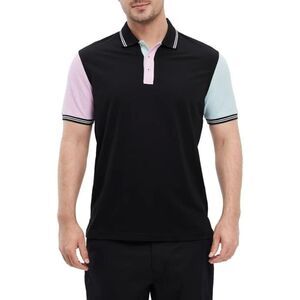 Amazon Veboon Black pink mint green colorblock polo shirt top men's XXL 2XL
